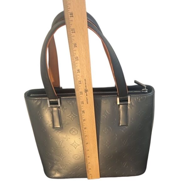 Louis Vuitton Stockton Matte Black Embossed Leather Shoulder Bag Tote CA0043 - Picture 12 of 16